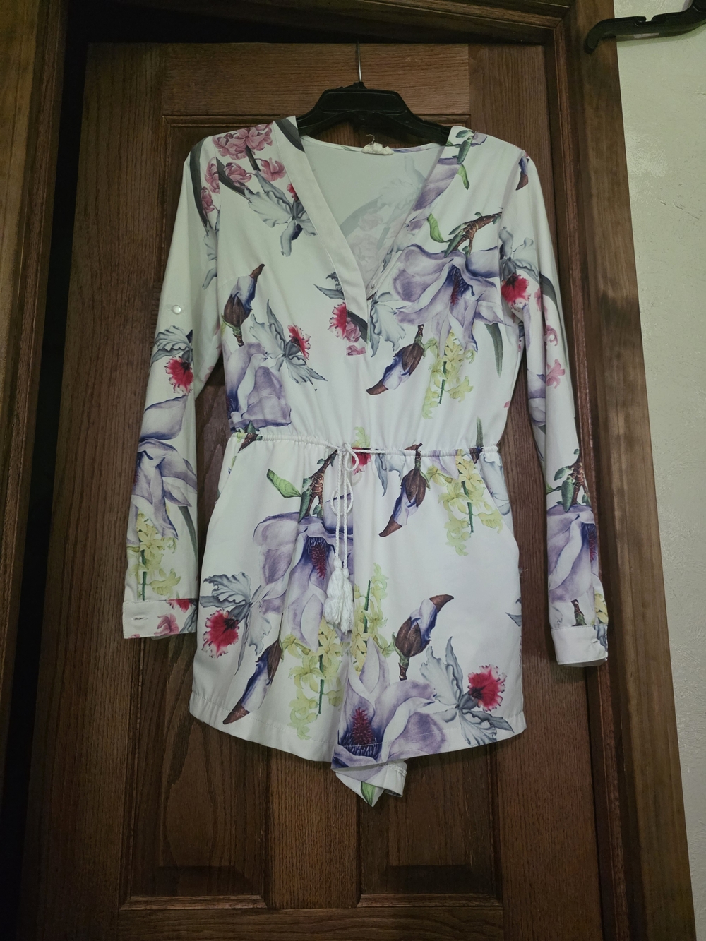 Floral Cottagecore V-Neck Roll Tab Sleeve And Bottoms Romper
